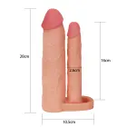 Add 2" Pleasure X Tender Double Penis Sleeve – penis extender with anal dildo — Photo 7