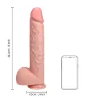 Īpaši liels taisns dildo ar sēkliniekiem – 38 cm (15″) – Miesas krāsa — Foto 6