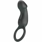 Pretty Love Trae Black Vibrating Ring with Silicone Stimulator — Photo 1