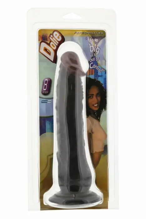 PERSONALITIES DOLIE 8 – ftalatų neturintis anatominis dildo su siurbtuku – juodas – 20 cm