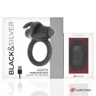 Black&Silver Agron vibrating cock ring with WatchMe remote watch – black — Photo 7