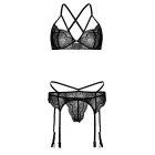 4-osaline pitsist pesukomplekt sukahoidjatega – must – S/M Photo