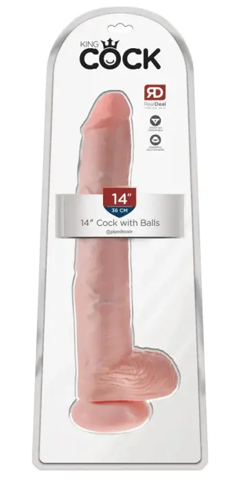 King Cock Realistiškas dildo su sėklidėmis – 35.6 cm (14″) – Kūno spalva