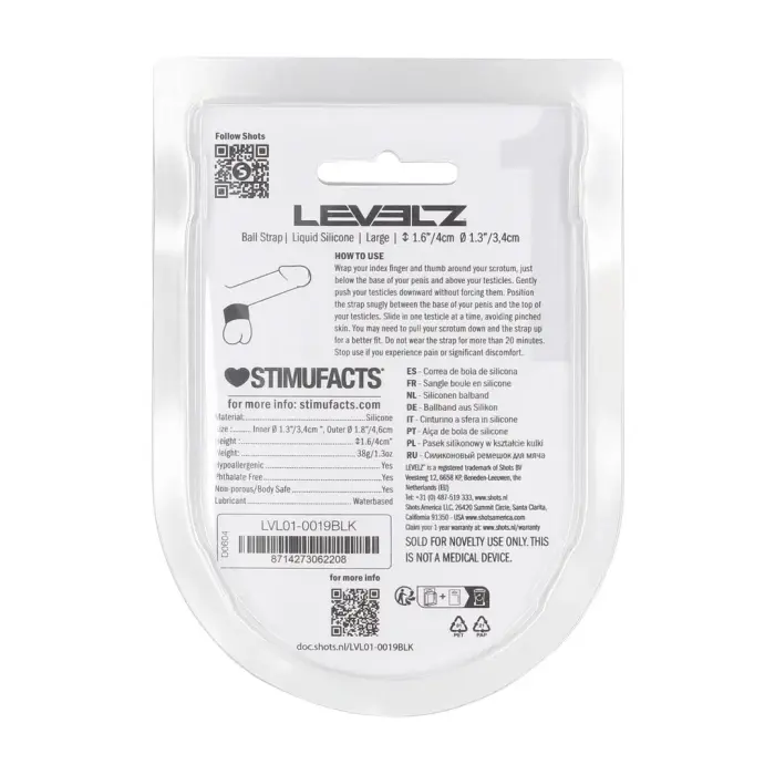 Šķidrā silikona sēklinieku siksna – L – 34 mm – melna Foto 2