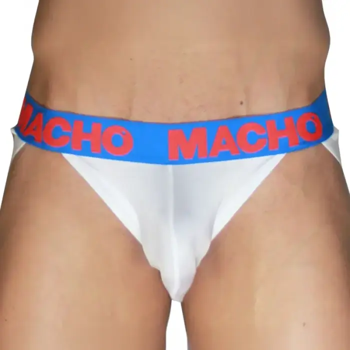 Macho MX29AZ – jockstrap with double rear straps – white/dark blue – L