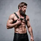 Fetish Submissive Attitude Bulldog Harness – Vegan Leather – Black – One Size — Photo 6