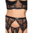 Cottelli LINGERIE wetlook shelf bra set with sequins, 3 pcs – black – 85B/L — Photo 4