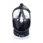 Red Leather Full Head Mask Black Adjustable Straps — Photo 2