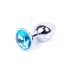 Plug-Jewellery Silver Anal Plug with Light Blue Gem – 7 cm (2.8″) — Photo 6