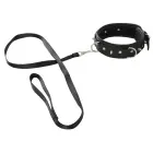 Vegan Faux Leather Collar with Removable Leash – Black — Photo 2