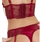 Cottelli LINGERIE mežģīņu garais krūšturis un stringi ar zeķturiem un ķēdēm – tumši sarkans – XL — Foto 6