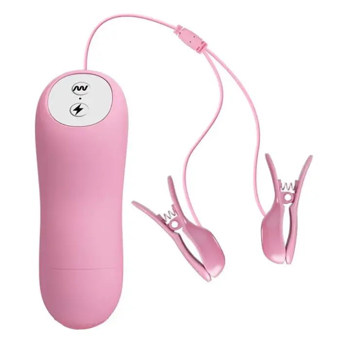 BAILE Romantic Wave – vibrating nipple clamps with electrostimulation – purple