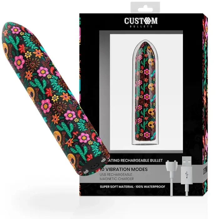 Custom Bullets Rechargeable Skull Magnetic mini vibrators – 6.25 cm – melns