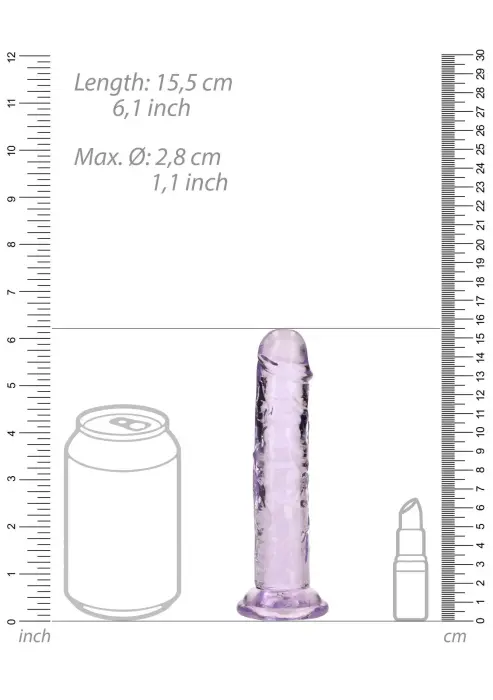 Taisns reālistisks dildo ar piesūcekni – 15.5 cm (6.1″) – Violets Foto 3