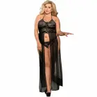 Subblime Queen Plus Lingerie Set – Elegant Lace Dress-Top and Thong – Black – Queen Size — Photo 2