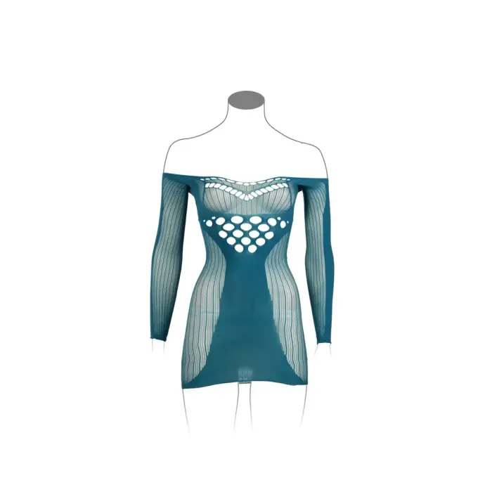 Tīkliņa minikleita ar garām piedurknēm – zila – One Size Foto 6