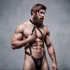 Fetish Submissive Attitude – men's eco-leather jock harness – black – one size — Photo 8