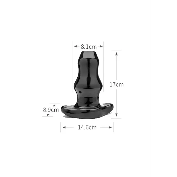 Dubultais tuneļa spraudnis – Dobais anālais spraudnis – XL – Melns Foto 2