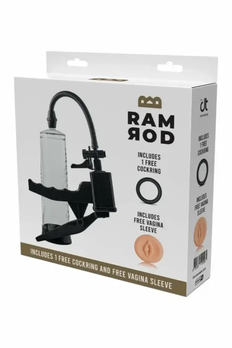 RAMROD Pistol – ручная вакуумная помпа для пениса с манжетой и кольцом – прозрачная – 20 см