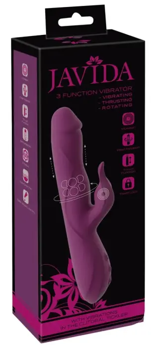 Javida 3F Thrusting Rabbit Vibrator – 25 cm – Pink