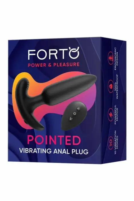 FORTO Pointed Vibrating Plug – anal plug – silicone – black – 10 modes