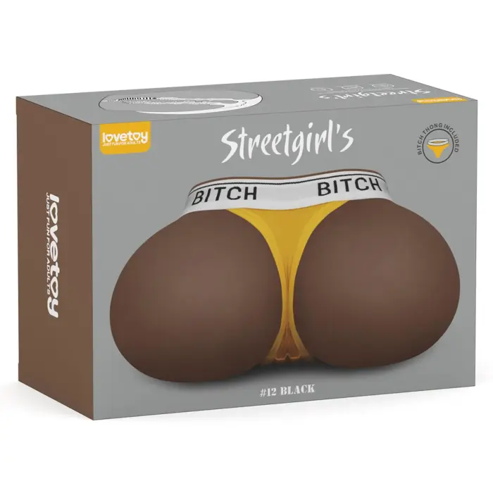 LoveToy Streetgirl's #12 Black – torsa masturbators, divi kanāli, tumša krāsa, TPE
