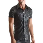 RMLuca001 Military Style Wet Look Shirt – Black – XL — Photo 1