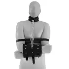 Leather Handcuffs with Connecting Collar and Chain — Photo 3