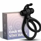 Armony Traveler dual vibrating couples ring with rabbit – black – 80 mm — Photo 1