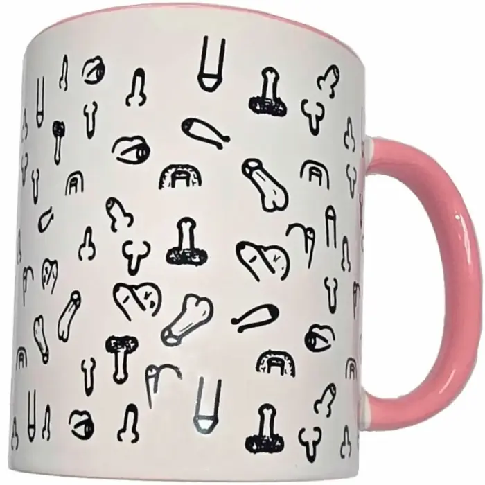 Diverty Sex Ceramic Mug 370 ml – white with pink handle