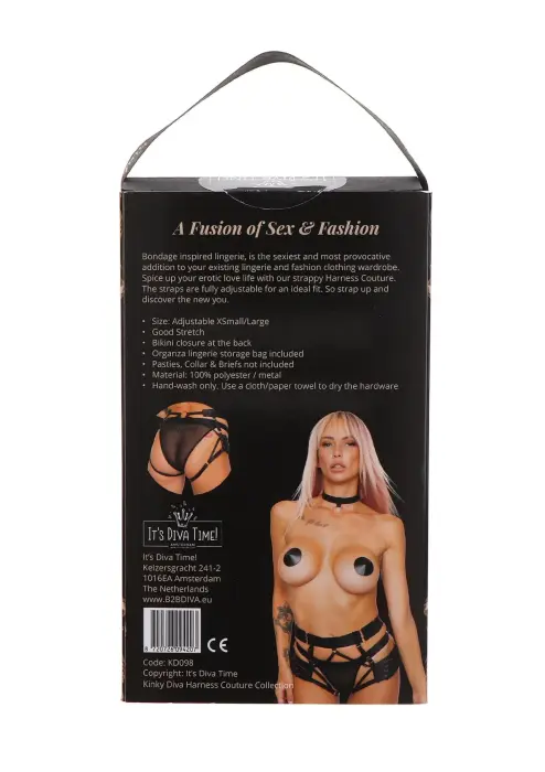 Luksuslik rihmade bodi aluspüksid – must – One Size Photo