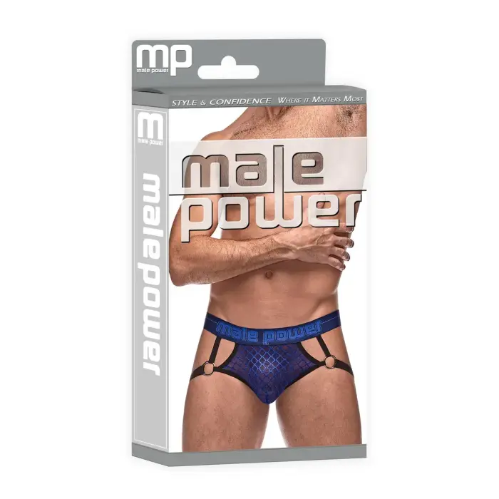 Male Power Diamond Mesh jockstrap with ring – Black – L/XL