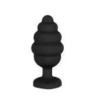 Ribbed Diamond Heart Anal Plug – L – Black — Photo 3