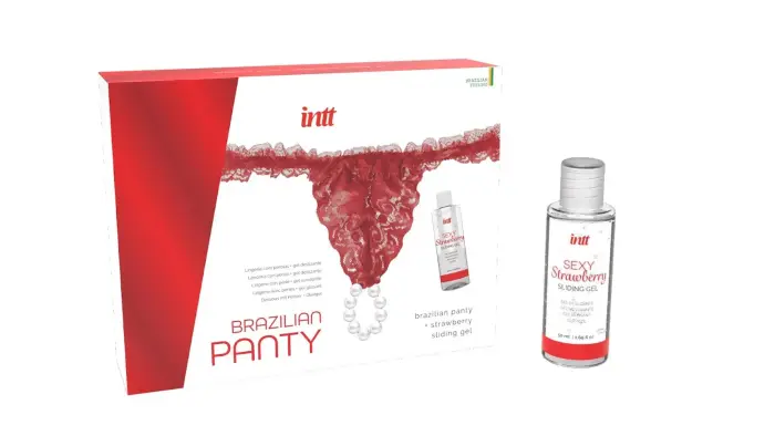 Набор Brazilian Panty с клубничным лубрикантом – красный