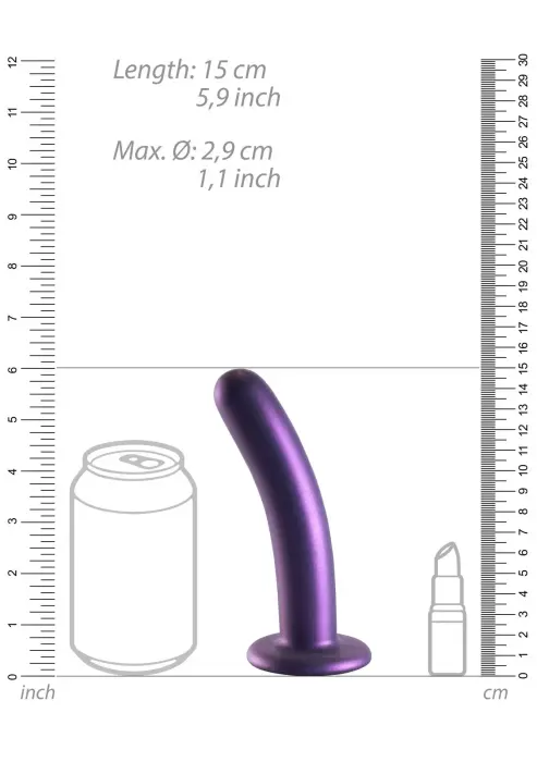 Gluds silikona G-punkta dildo – 14.5 cm (6″) – Metālisks Foto 10