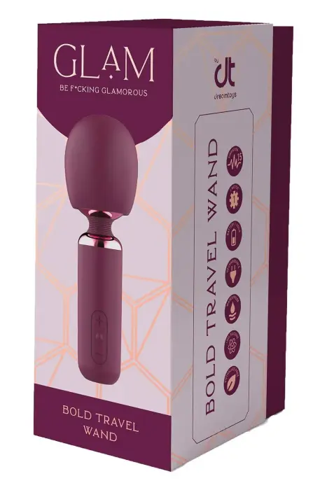 GLAM BOLD TRAVEL WAND vibrators – 18 cm (7″) – rozā