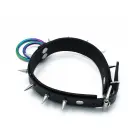 Black Leather Spiked Collar with Double Rainbow O-Rings — Photo 5