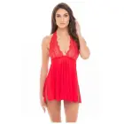 Rene Rofe Dolled Up Halter – 2-piece chemise set – red – M/L — Photo 1