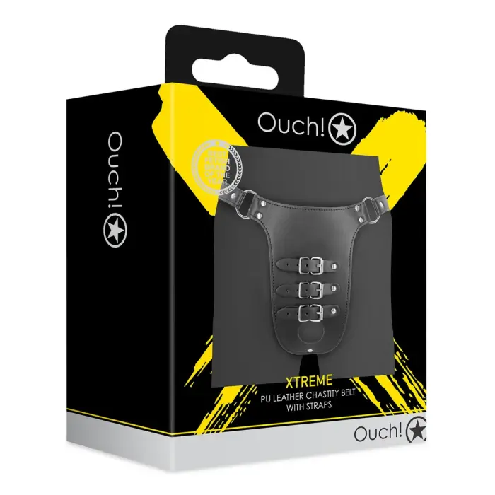 Ouch! Xtreme – пояс верности из экокожи с ремешками – чёрный