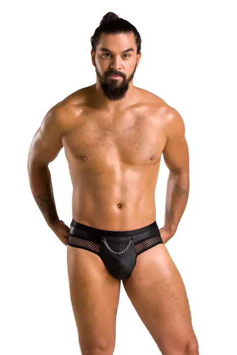 Passion 030 Open Slip Briefs – Black – L/XL