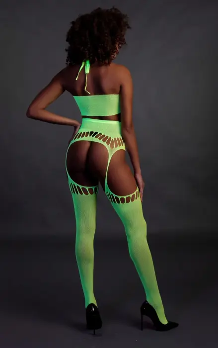Two Piece with Crop Top and Stockings - Green - XS/XL Foto 5
