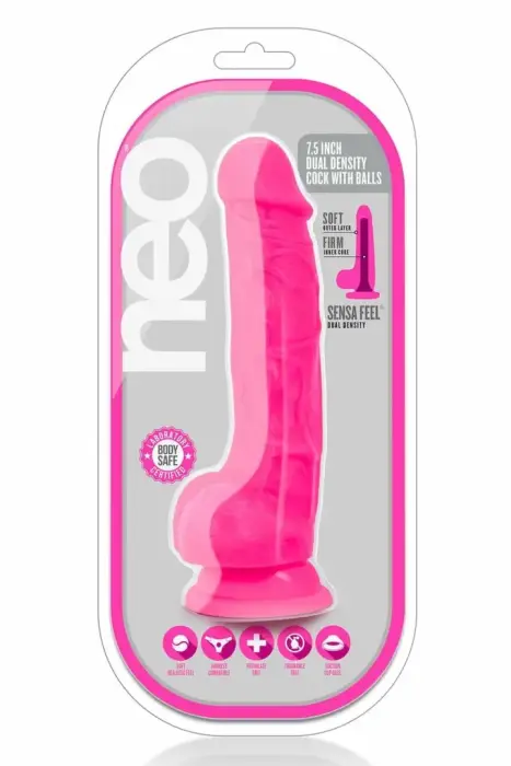 Blush Novelties Neo divslāņu dildo ar piesūcēju – 19 cm, bēšs