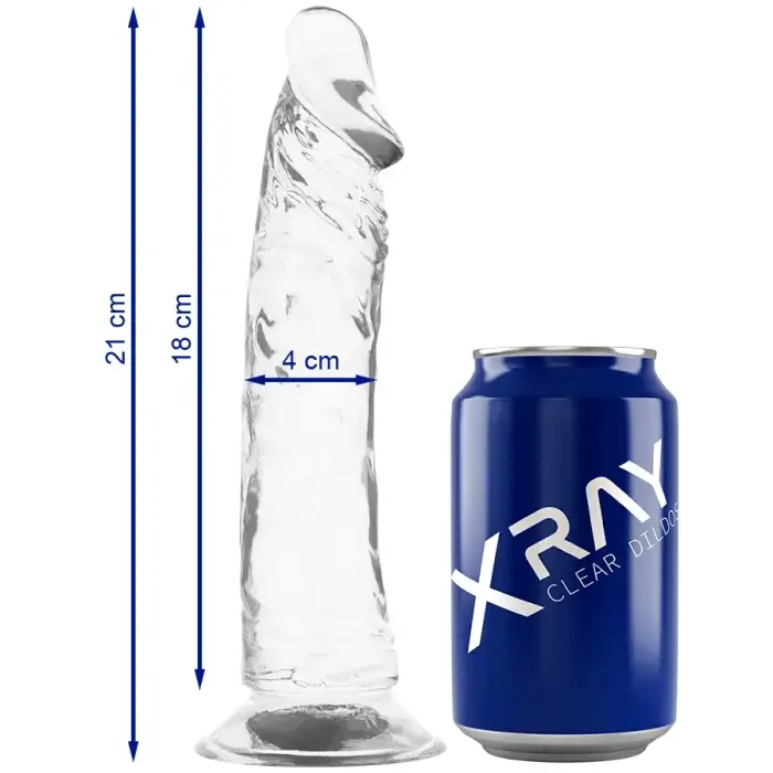 XRAY caurspīdīgs intīmais modelis dildo – 21 cm (8.3″) – caurspīdīgs