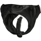 Darkness – PU-nahast strap-on püksid vahetatava dildo ja korgiga – üks suurus — Foto 2