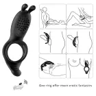 Rabbit Vibration Cock Ring with Remote – Black — Photo 8