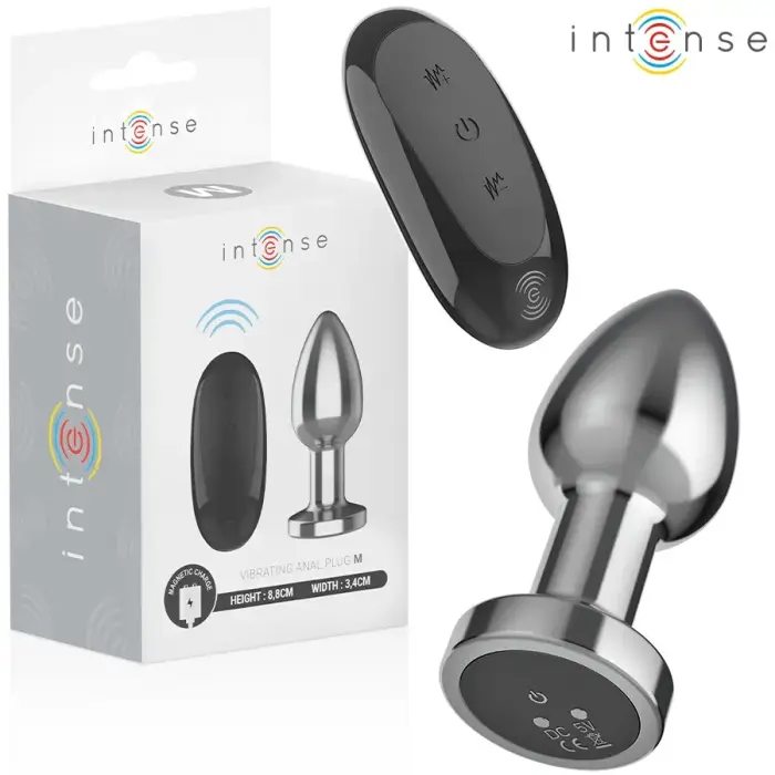 Intense Metal vibrējošs anālais spraudnis M – 8.8 cm – Sudrabs