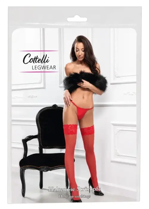 Cottelli Legware punased sukad laia pitsilise ülaosaga 20 DEN