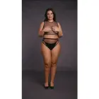 2 Pc Crop Top and Pantie Set with Fishnet Structure – Black – XL-4XL — Photo 6