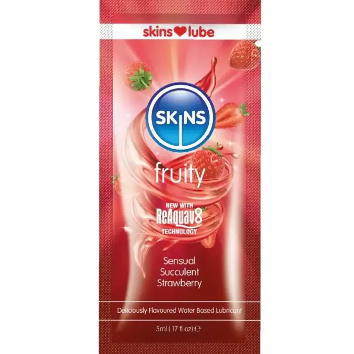 SKINS Fruity water-based flavoured lubricant – strawberry – 5 ml sachet