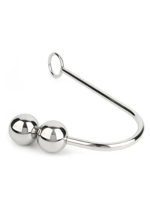 Mr. Steel металлический анальный крюк с двойными шариками 40+40mm – серебряный